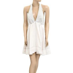 BDG Urban Outfitter Iris Smocked Halter Mini Dress Open-Back Cotton XS 279956